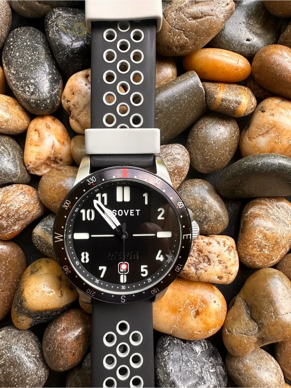 Tsovet Black Dial Diver Watch with Compass Bezel automatic Miyota 8215